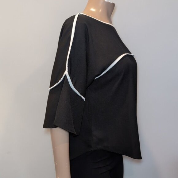 3/$20 Mimi Fashion Japan Bell Sleeve Top Contrast Trim Blouse *Fits Smaller* - Picture 8 of 11